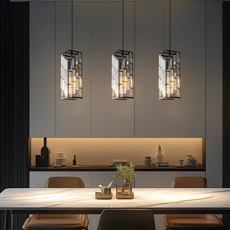 Catine - Pendant Lights Kitchen Island, Adjustable Pendant Light Fixture for Kitchen Island Dinning Room Bedroom, Matte Black