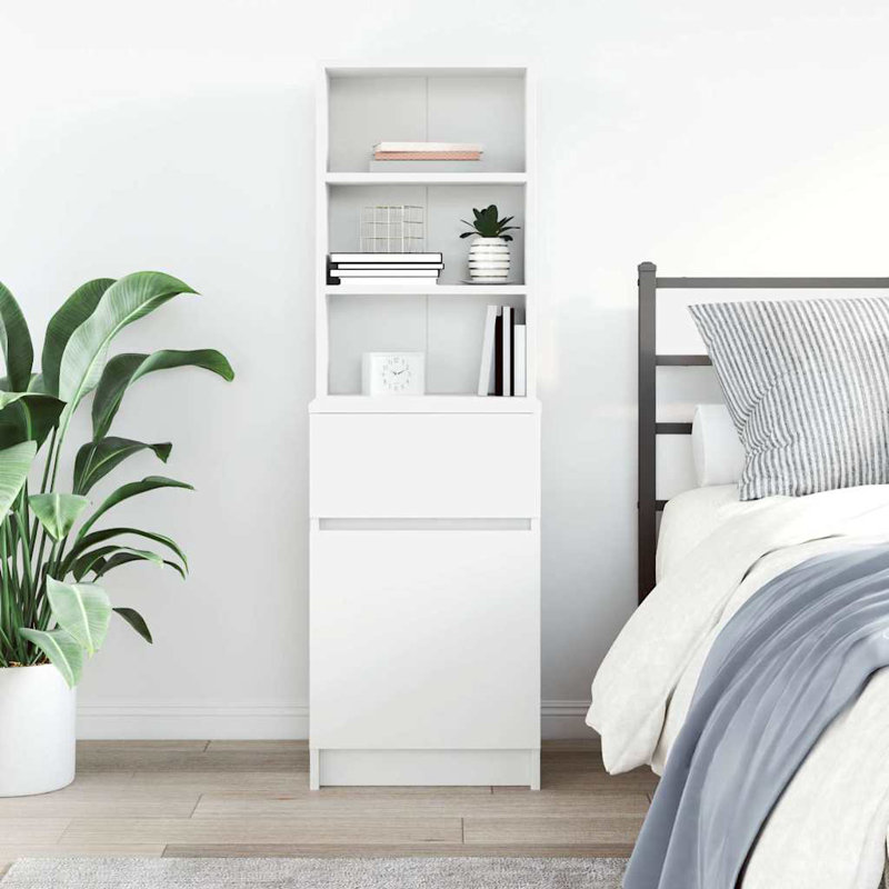 Bedside Cabinet 39X35x125 Cm Engineered Wood, White