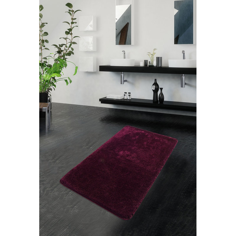 Donham Rectangle Bath Mat, 3cm H x 80cm W x 140cm L, Cherry