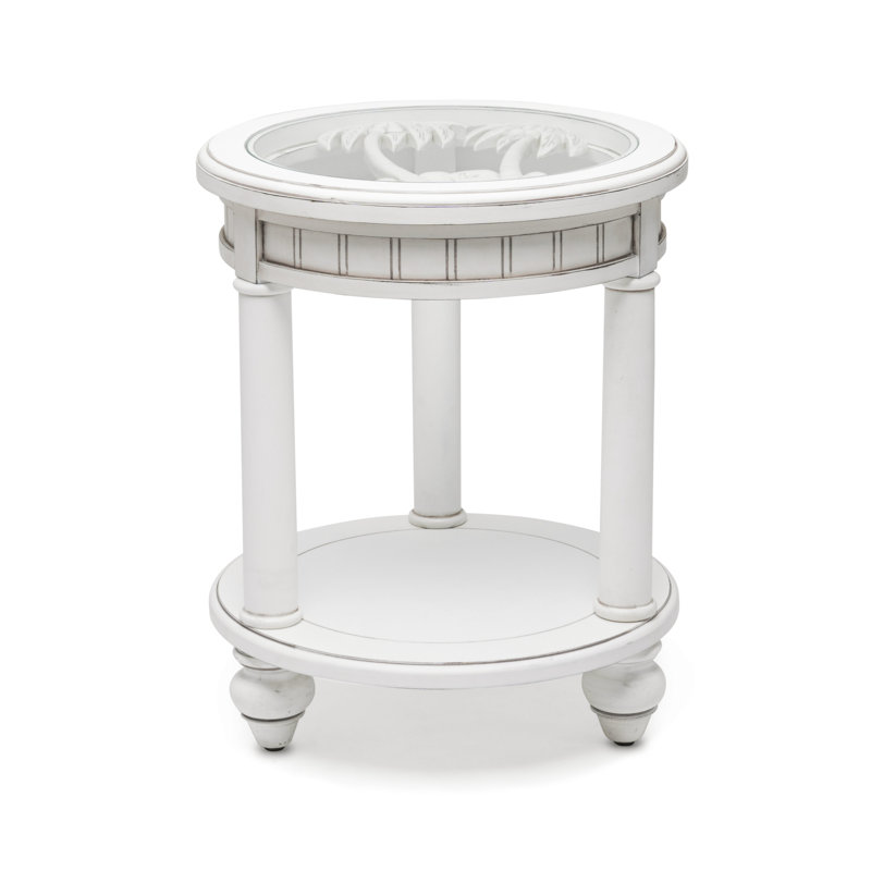 Monaco - Table de bout ronde - Sans insert - Finition blanc