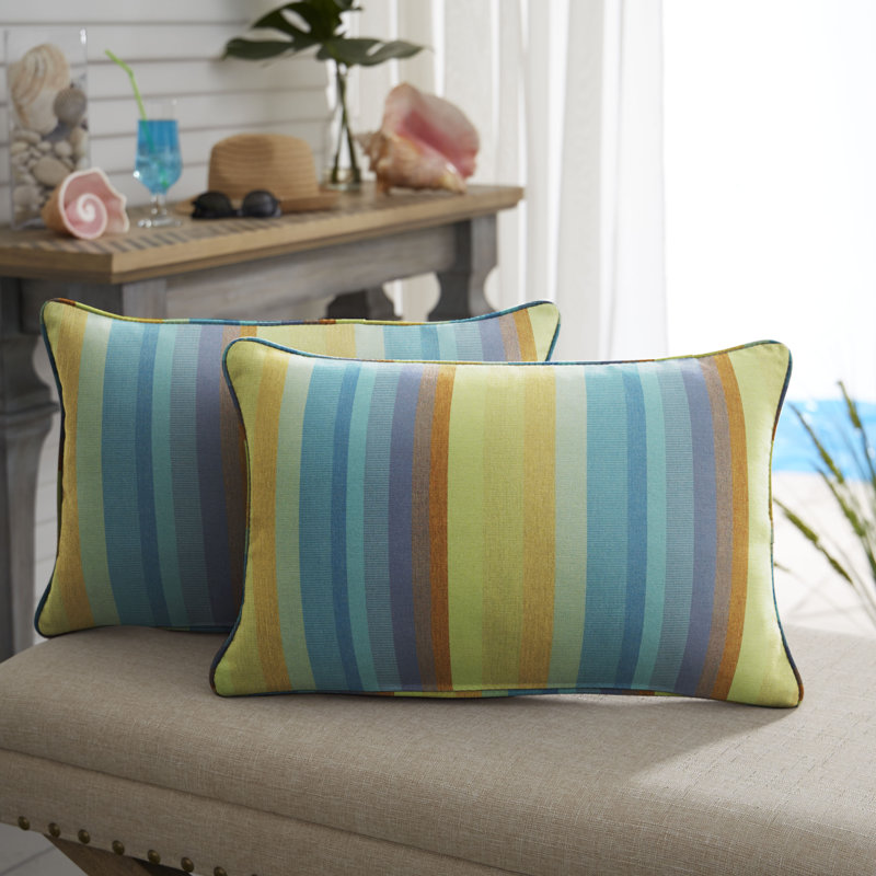 Housse et insert de coussin rectangulaire Boynton, H 16 po x l 26 po, Sunbrella® Astoria Lagoon®