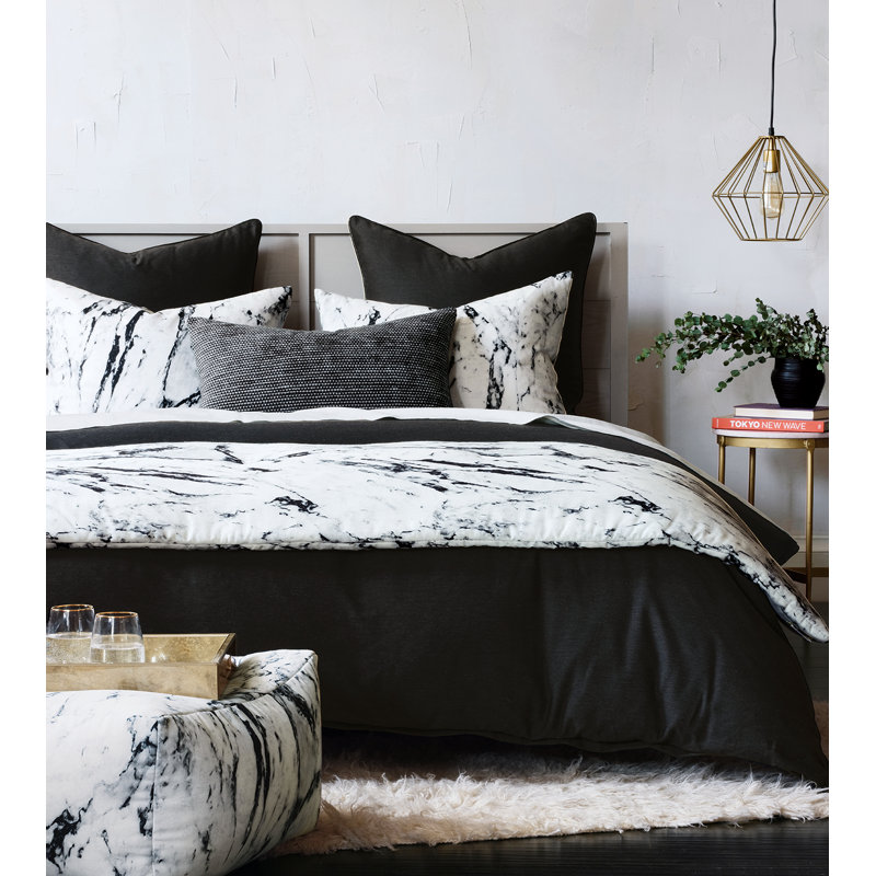 Pierce Modern & Contemporary Woven Comforter, Super King Comforter, Onyx, Hand Tacked
