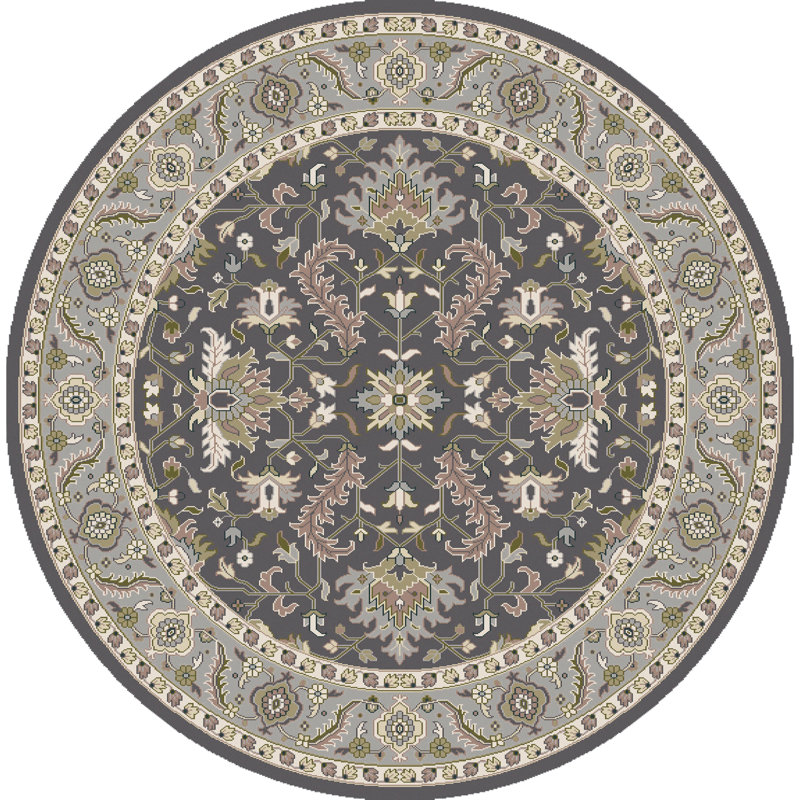 Ostrander Wool Oriental Indoor Rug, Round 8'