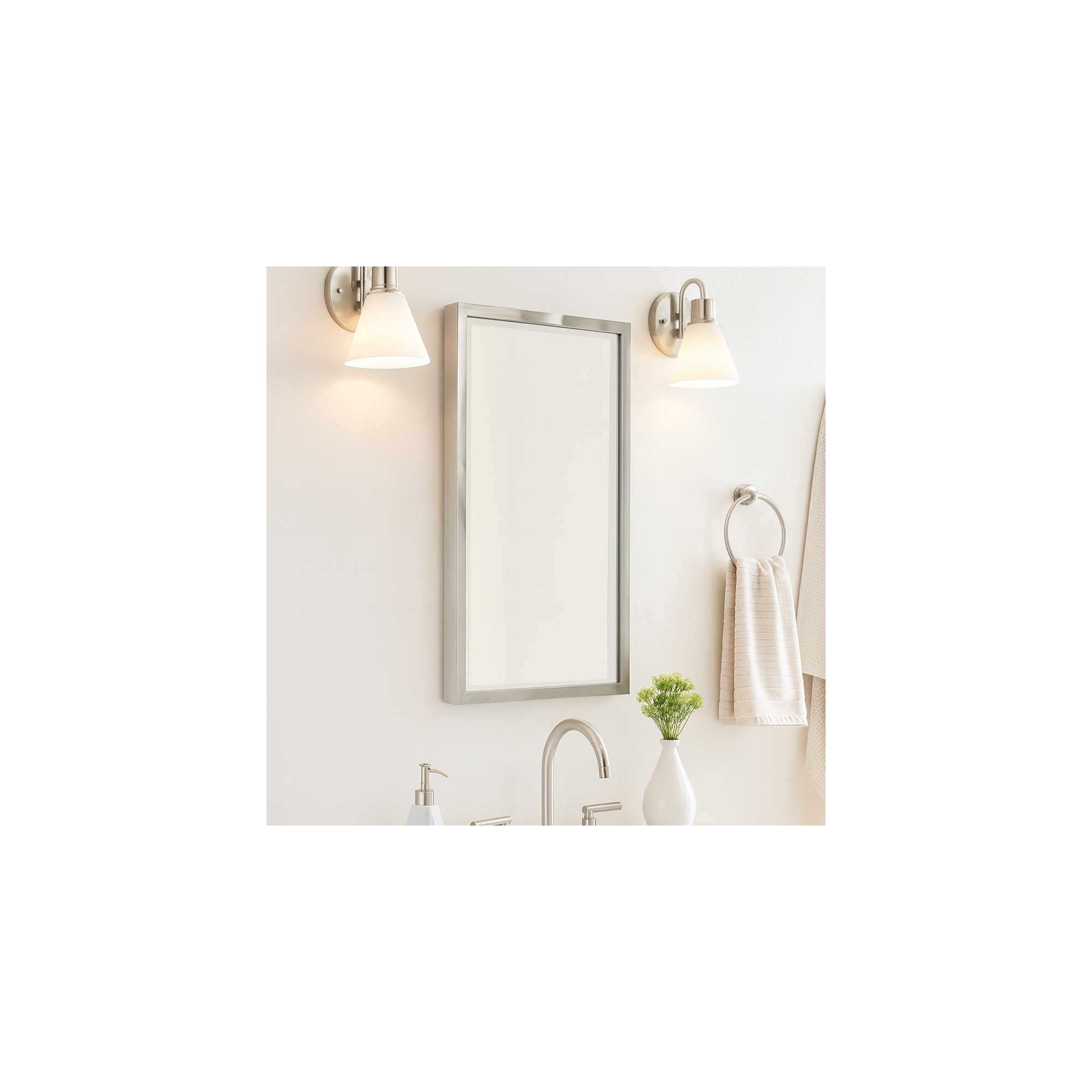 Haddison Recessed Framed Medicine Cabinet with Mirror and Adjustable Shelves, Brushed Nickel, 24" x 16"