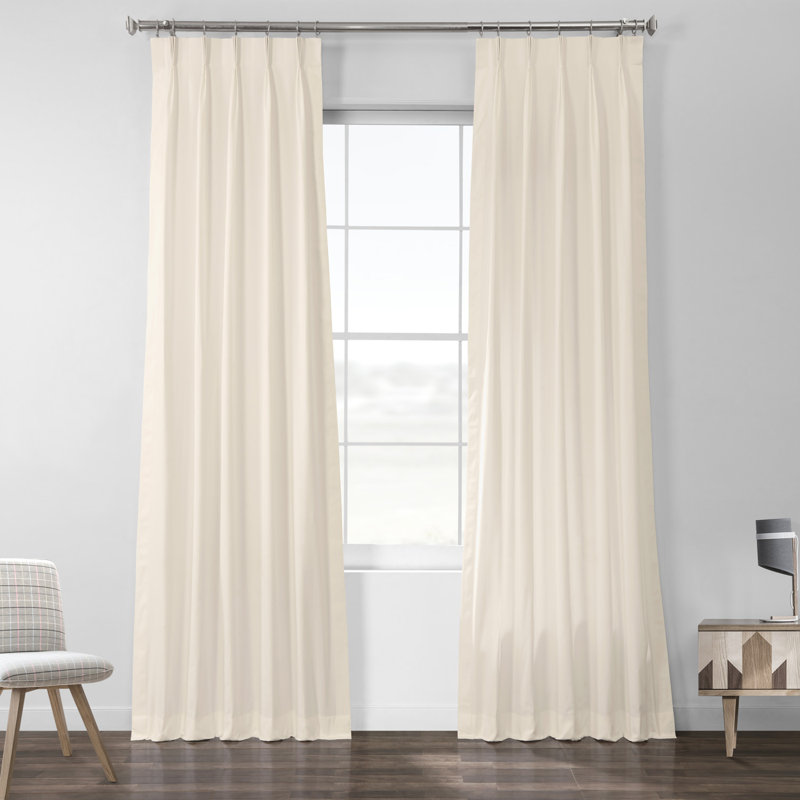 Braeville Pinch Pleat Semi-Sheer Drapes - Bedroom and Living Room Window Curtain Single Panel, Warm Off-White, 25" W x 108" L