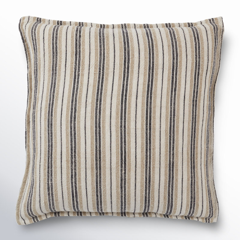 Regent Striped Linen Reversible Throw Pillow, Square 20"H x 20"W, Dark Brown, 100% Poly Fill