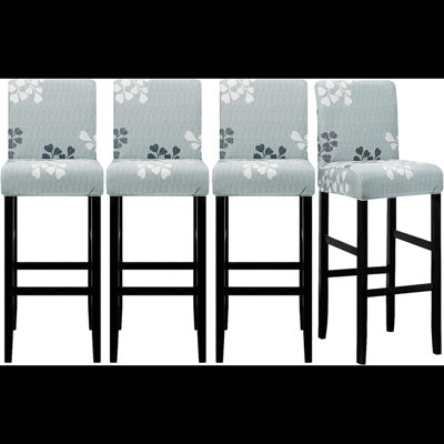 Housse pour tabouret de bar Jacquard - Paquet de 4 housses extensibles pour chaise de salle à manger pivotante courte
