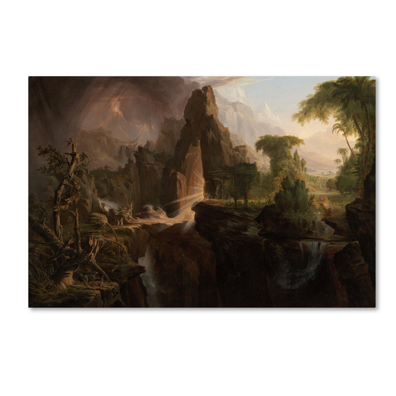« expulsion from the jardin of eden », reproduction sur toile tendue, H 12 po x l 19 po