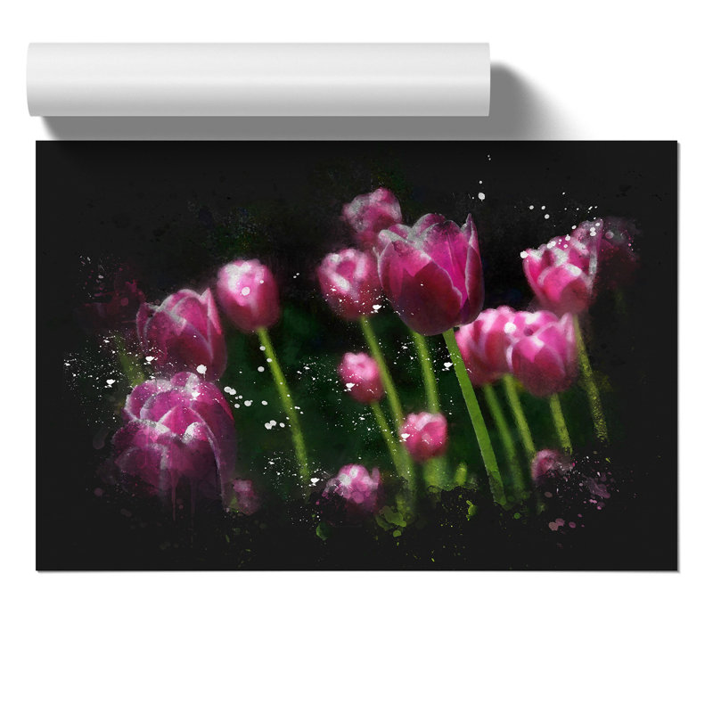 Pink Tulip Flowers - Unframed Graphic Art, 59cm H x 84cm W x 0.1cm D