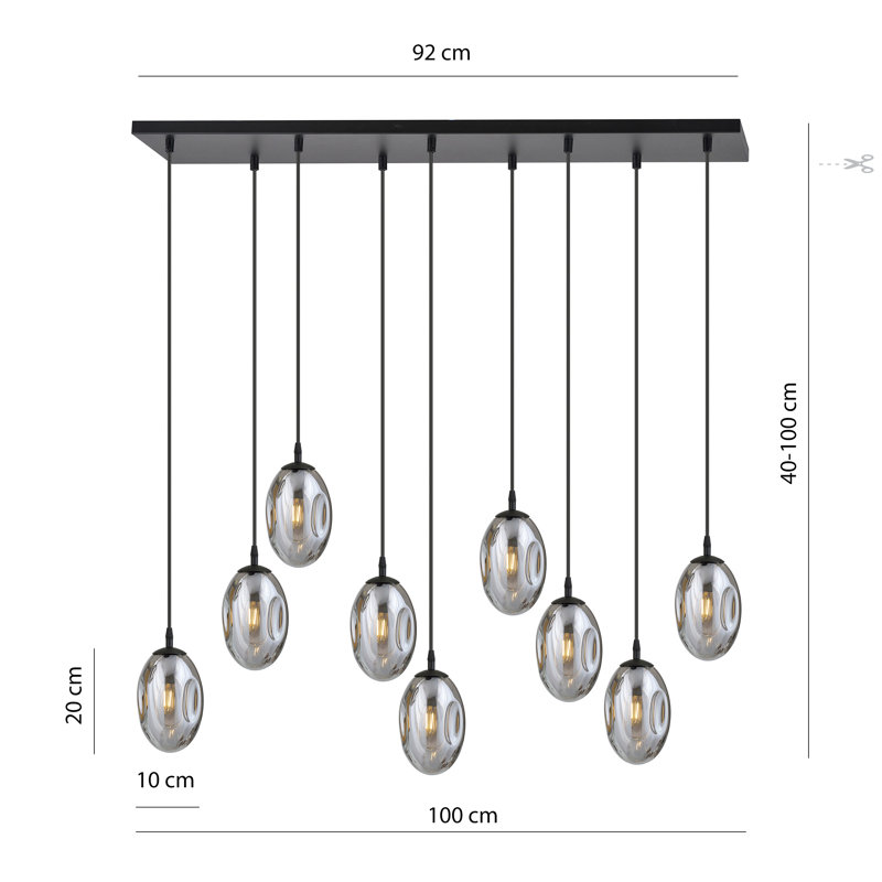 Englewood 9 - Light Black Pendant, Grey