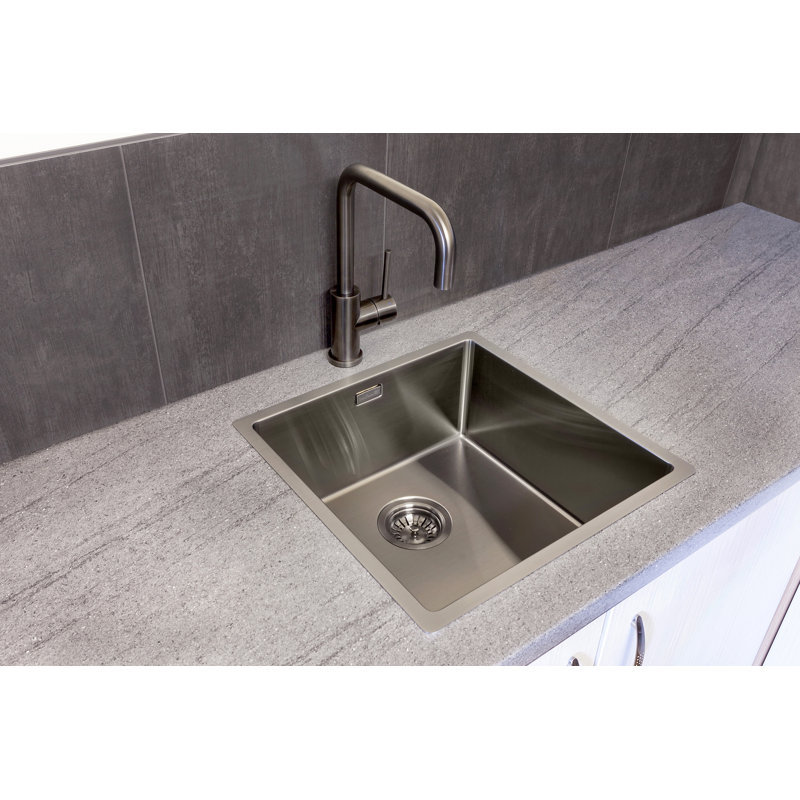 Miami Single Bowl Undermount Kitchen Sink, Gun Metal Black