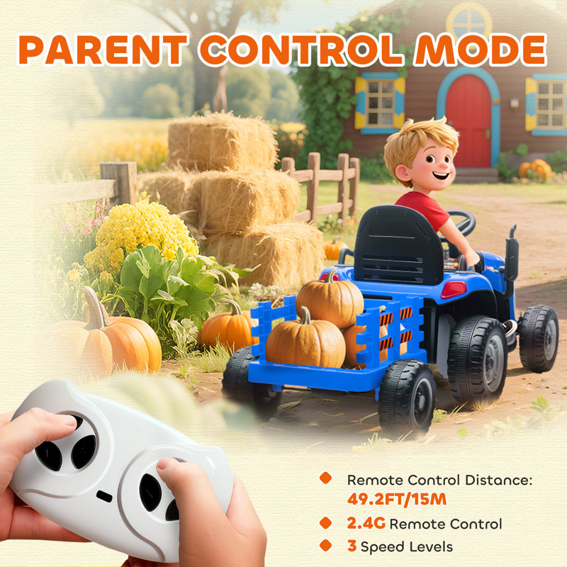 HOMCOM Battery Powered Ride On with Remote Control, Blue