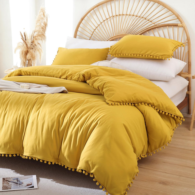 Ensemble d'édredon toutes saisons à franges 2 pièces, literie douce en microfibre OEKO-TEX pour le décor de la chambre