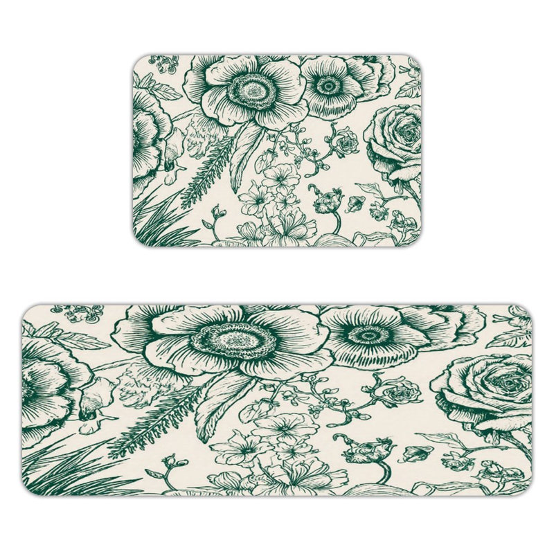 Ensemble de 2 tapis de cuisine bleu sarcelle