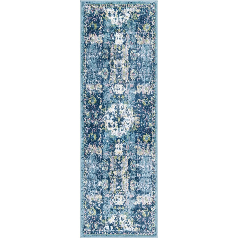 Tapis contemporain Endel couleur bord de lac, Tapis de couloir 2 pi x 6 pi