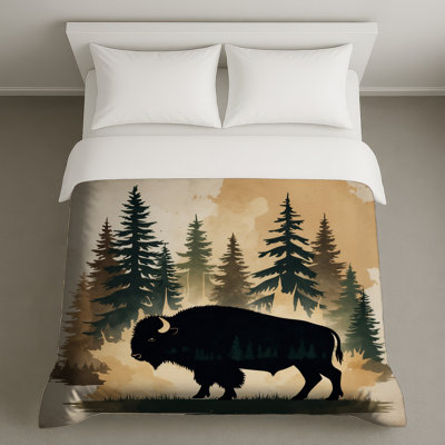 Bison In Forest Scene Duvet Covers