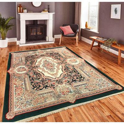 Immanuella One-of-a-Kind 9'5'' X 7'5'' Large Rectangle Lamb's Wool Area Rug Green