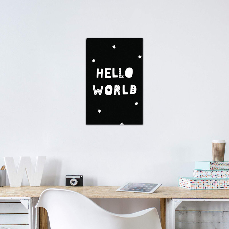 «Hello World», reproduction d'art textuel, H 12 po x l 8 po x P 0,75 po, Toile tendue, Pas de tapis