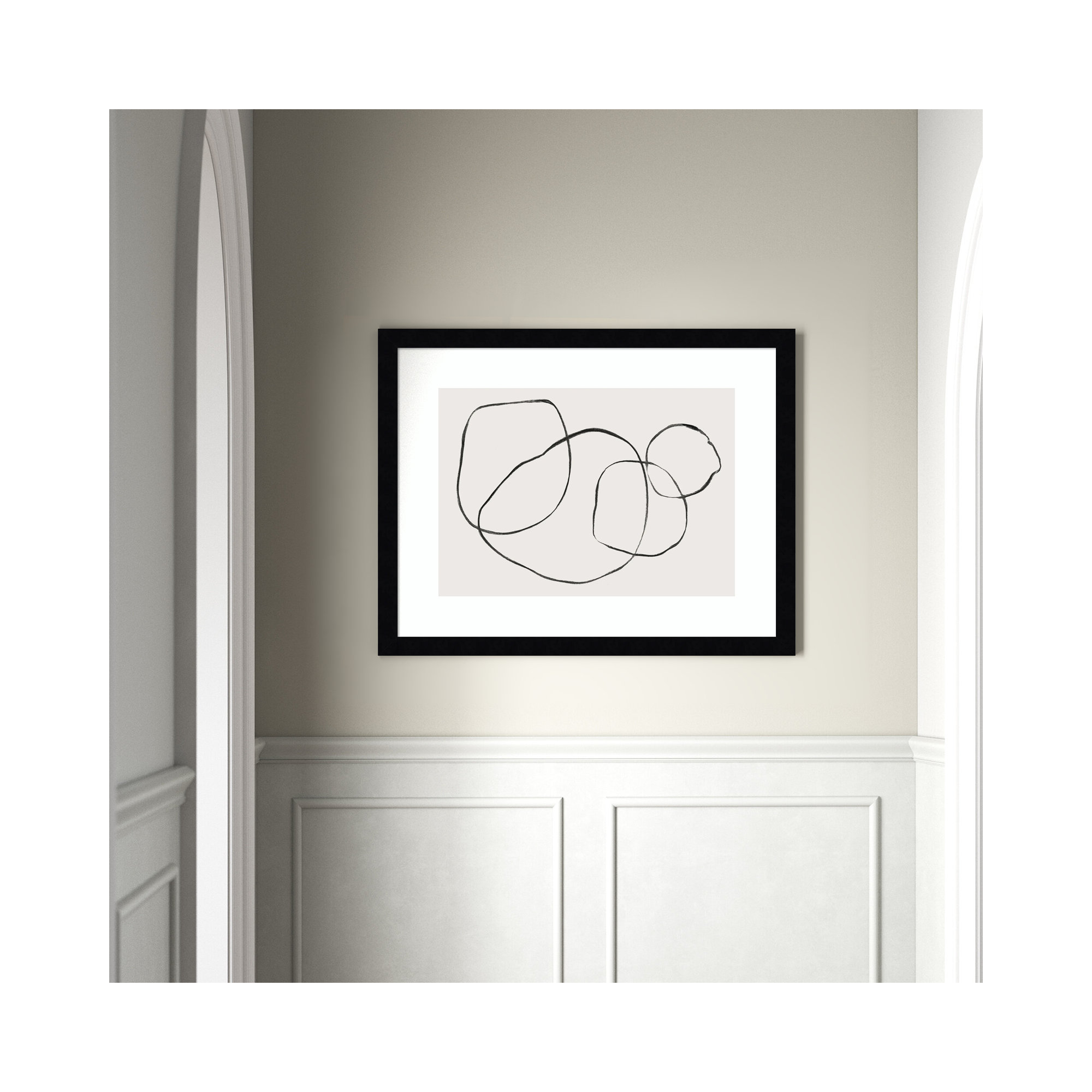 869 Going In Circles by Teju Reval, 31" H x 40" W, Noir Black Framed