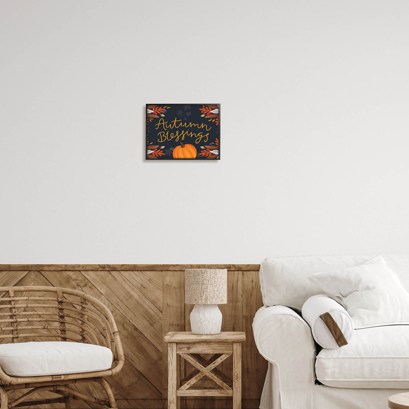 Autumn Blessings Fall Leaves at-230, Giclée encadrée noir minuit, H 11 po x l 14 po x P 1,5 po