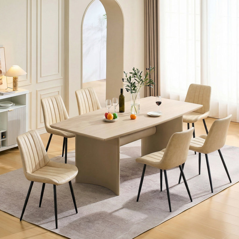 49 cm H Faux Leather Side Chair, Beige