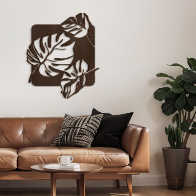 Tropical Monstera Leaf Minimalist Modern Abstract Wall Accent Sculpture Hanging Decoration Metal Wall Decor