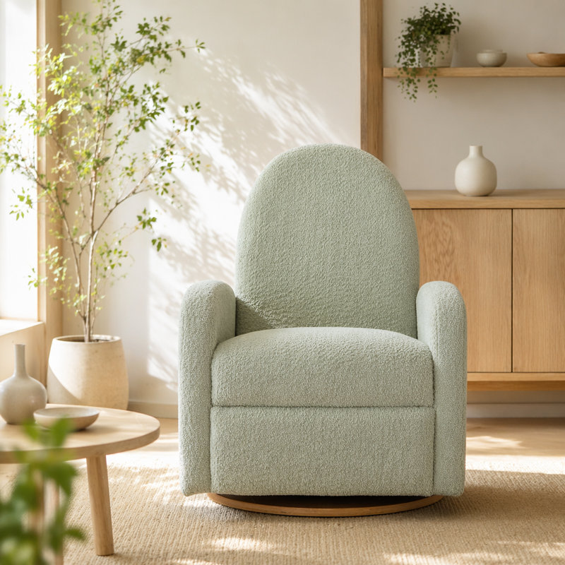 Fauteuil inclinable et pivotant 360 °, Tissu vert pâle, Light Green