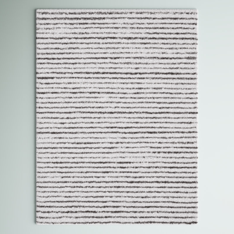Shawn Striped Gray/Dark Gray Area Rug, Rectangle 8' x 10'