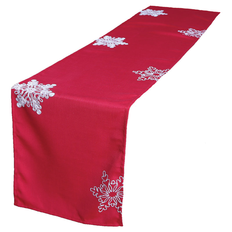 Christmas Embroidered with Snowflakes Table Runner, 90" L x 15" W