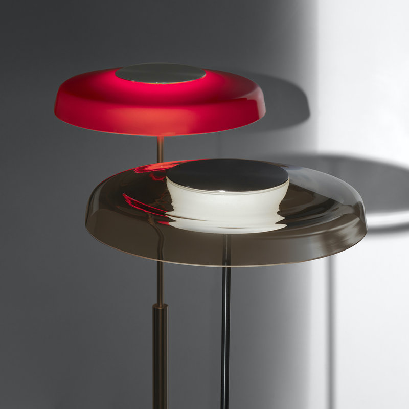 Dora LED Floor Lamp, Satin Gold, Red