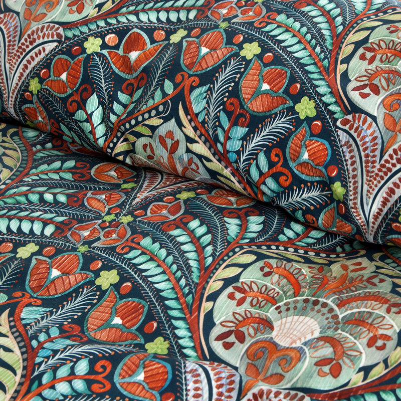 Bohemian Sateen Damask Duvet Cover, Twin Duvet Cover + 1 Sham