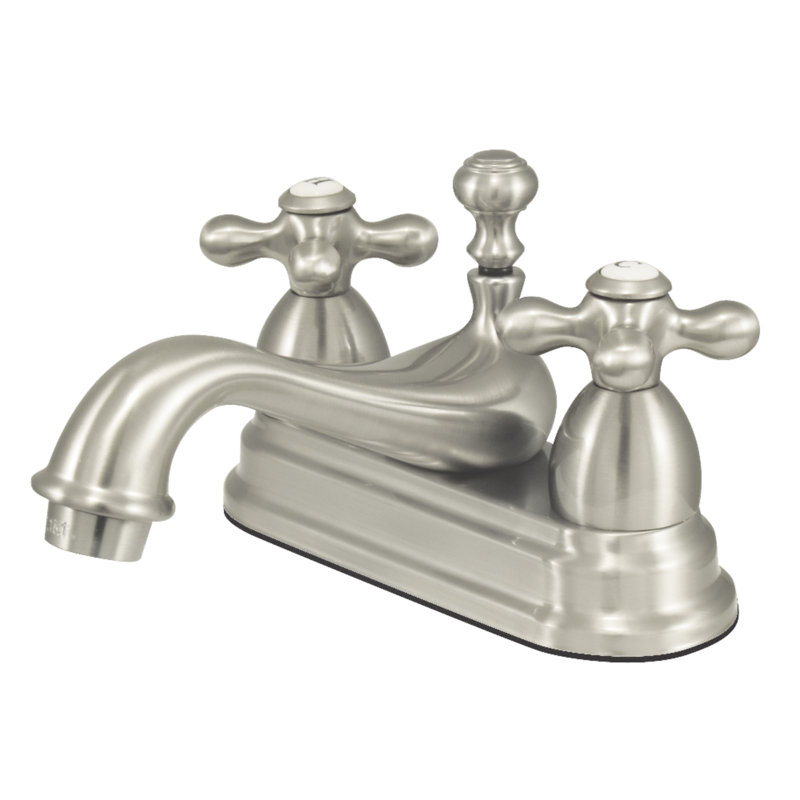 Robinet de salle de bain central à fixation à deux poignées à 3 trous à fixation sur le comptoir 4 po Kingston, Nickel brossé