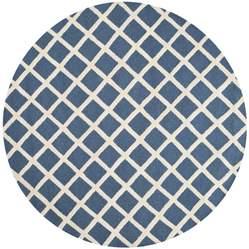 Sanyla Hand Tufted Wool Geometric Rug, Round 6'