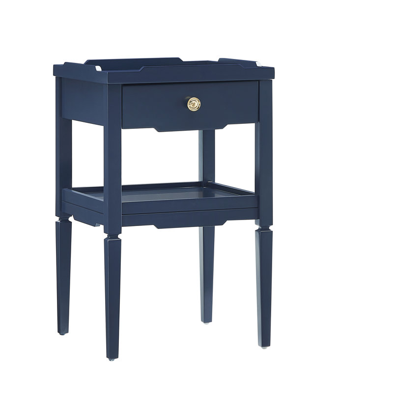 Table de chevet 1 tiroir pour chambre à coucher, Bleu très foncé