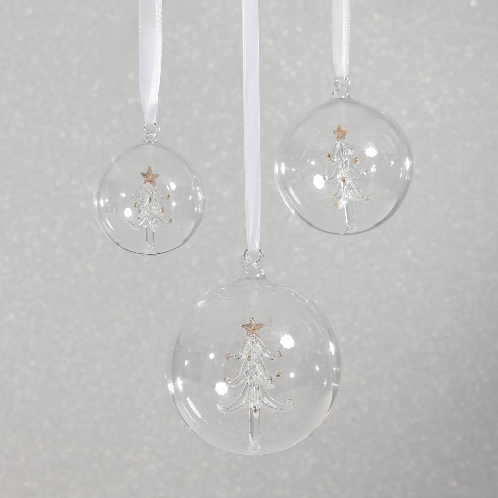 Glass Bauble, 3.25" H x 3.25" W x 3.25" D, Set of 6