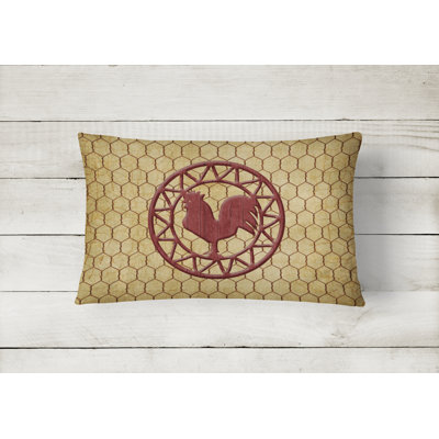 Rooster Geometric Outdoor Reversible Throw Pillow
