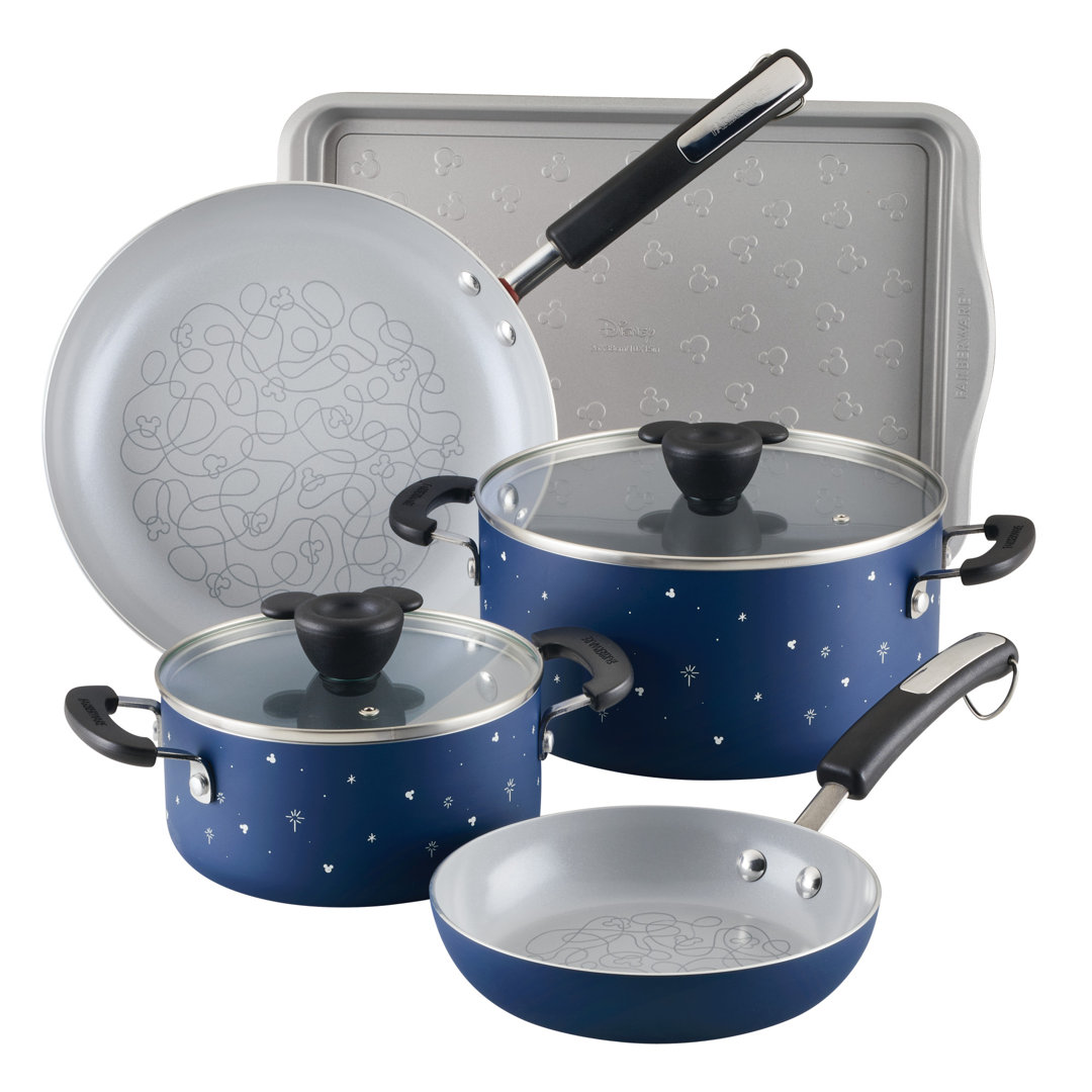 Farberware Disney Bon Voyage Nonstick Cookware Pots And Pans Set With Baking Pan, 7 Piece Farberware