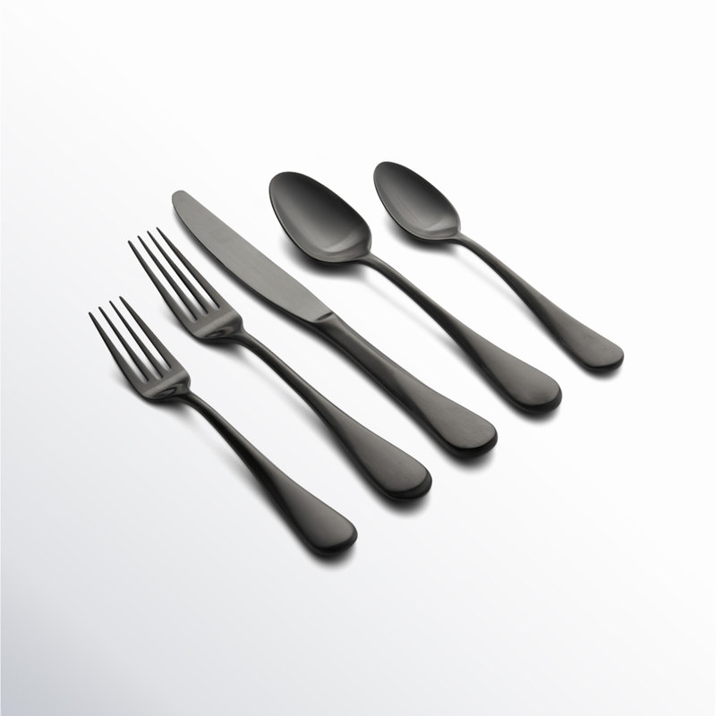 Birch Lane™ Idaia Stainless Steel Flatware Set - Service for 4, Black Satin
