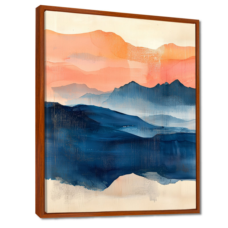 Octavious rose bleu audacieux paysage audacieux montagnes I - montagnes, art mural, Impression sur cadre flottant, Brun