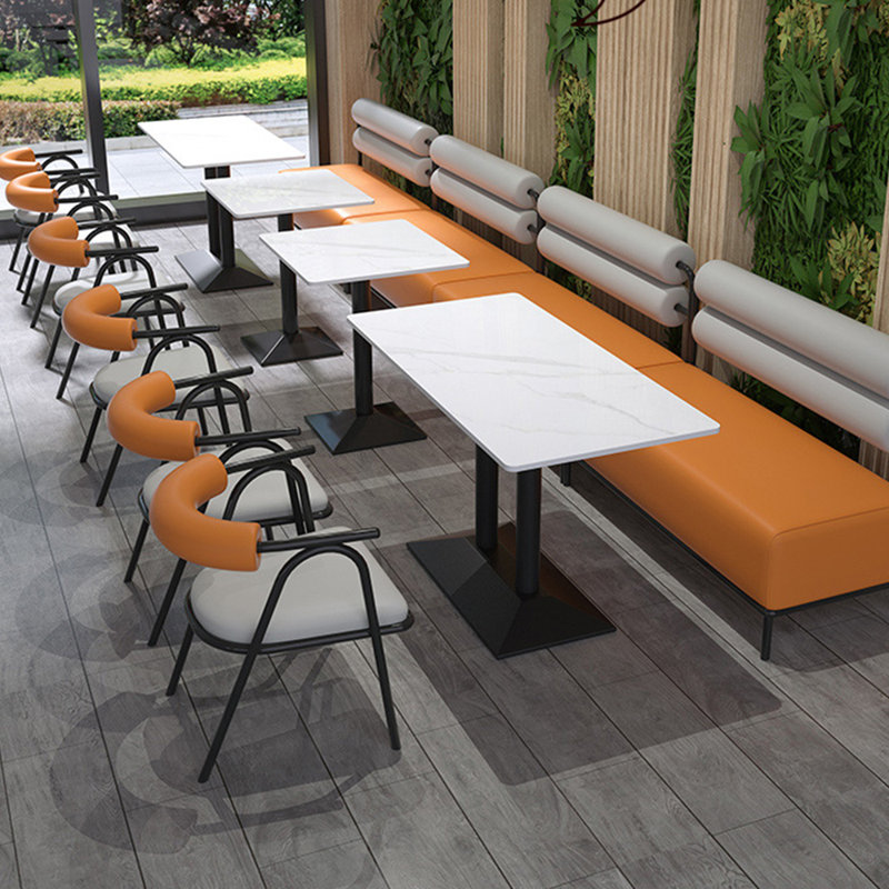 Canapé Joelyn, Similicuir beige / orange