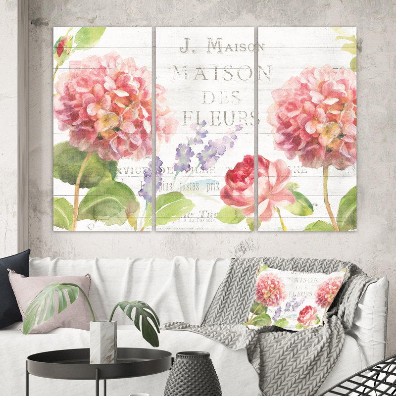 Maison des fleurs II - 3 pièces, reproduction d'art sur toile, H 28 po x l 36 po x P 1 po