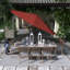 Parasol de patio 11 'en bronze avec inclinaison automatique et manivelle en Sunbrella rouge jockey-1974772192-1974772206