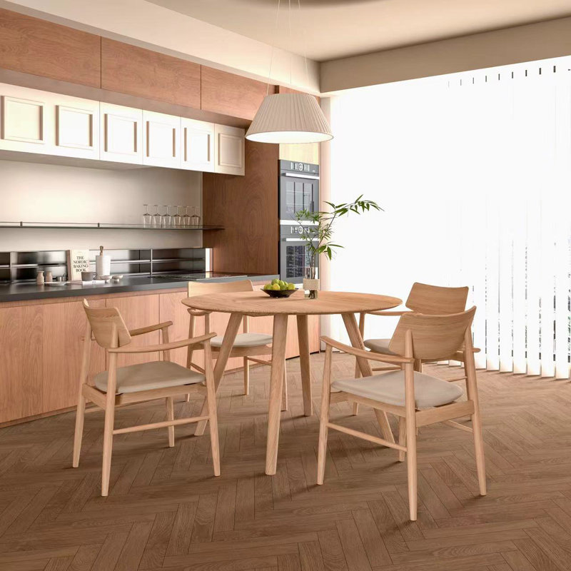 Kemisha Mid century round dining table set - Oak