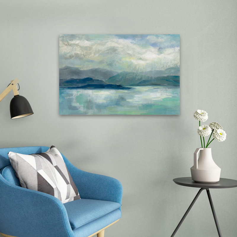 Tôt le lever du soleil - nuages bleus abstraits gris, H 24 po x l 16 po