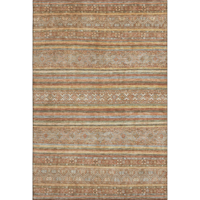 Premium Machine Washable Lampkins AMF1644 Stripes Rug, Rectangle 3' x 5'