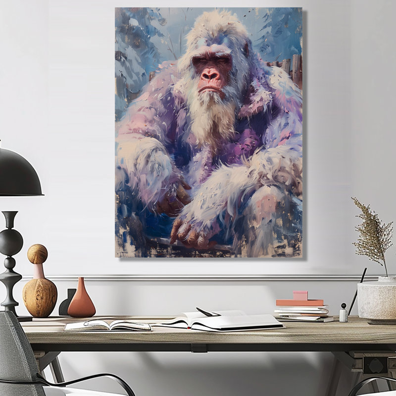 Rose, gris, été, Sasquatch Sanctuary II - Bigfoot, art mural, salon, Métal métal, H 20 po x l 12 po x P 1 po