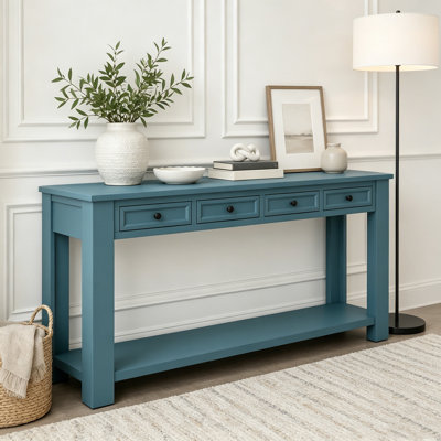 Console 63 pouces avec quatre tiroirs et tablette inférieure