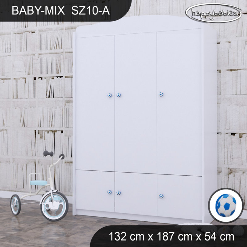Baby 6 Door Wardrobe, Blue/White