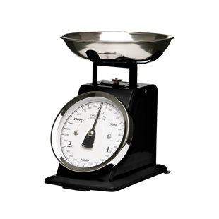 KitchenCraft Classic Collection Mechanical Kitchen Scales With Bowl, Black, 2 Kg Capacity