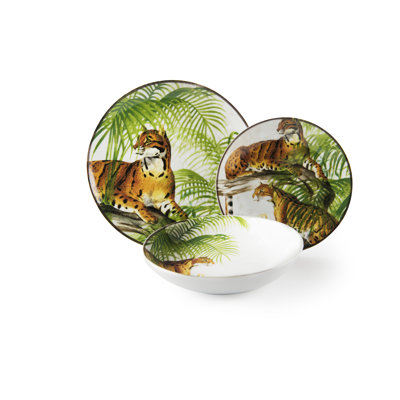 Leopard 18 Piece Porcelain China Dinnerware Set - Service for 6